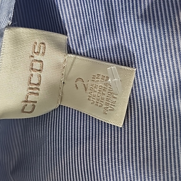 Chico's 2 / L Lace Sleeve Striped Shirt - Picture 6 of 7